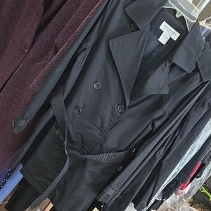 Black Double-Breasted Trench Coat Jones NY